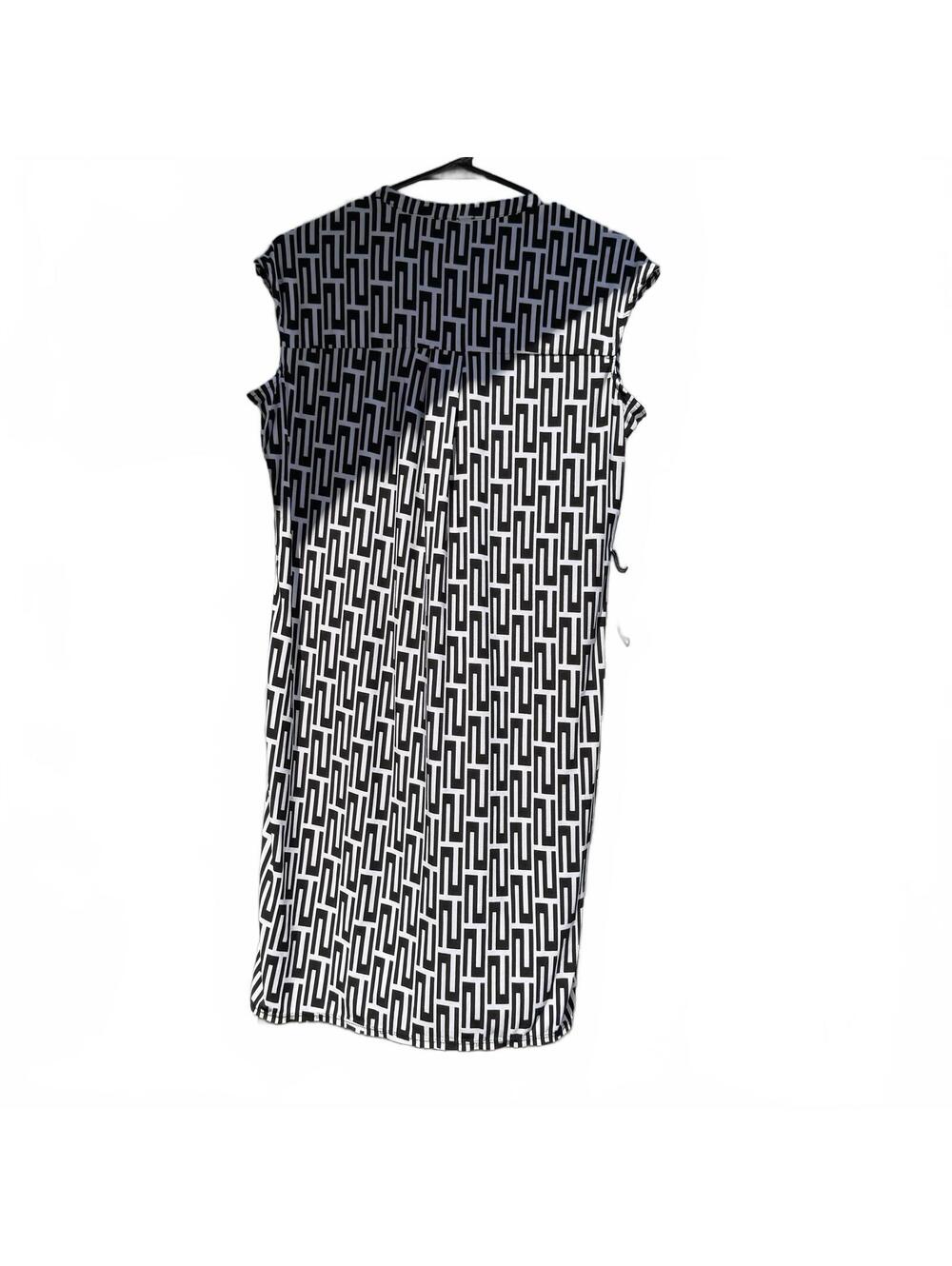 Jones New York Black White Geometric Sleeveless V-Neck Sheath Dress Size 2
